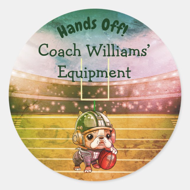 French bulldog quarterback Coach Belonging  Classic Round Sticker (Front)
