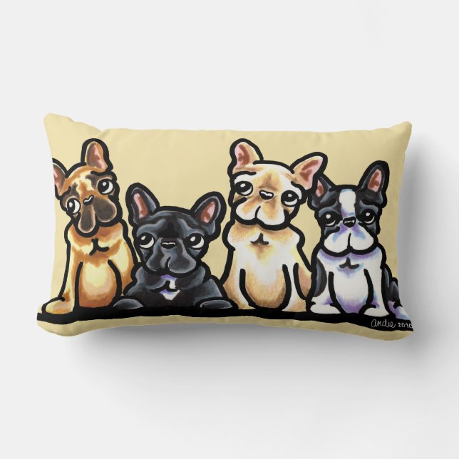 French Bulldog Quartet Lumbar Cushion (Front)