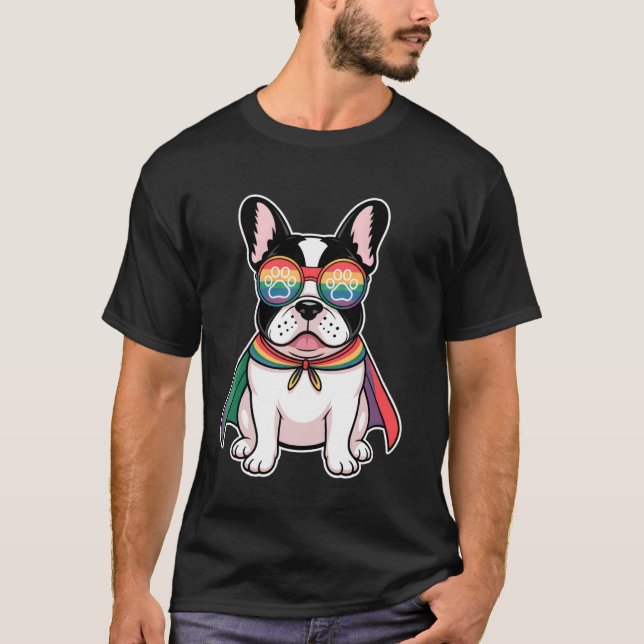 French Bulldog Rainbow Pride Cape T-Shirt (Front)
