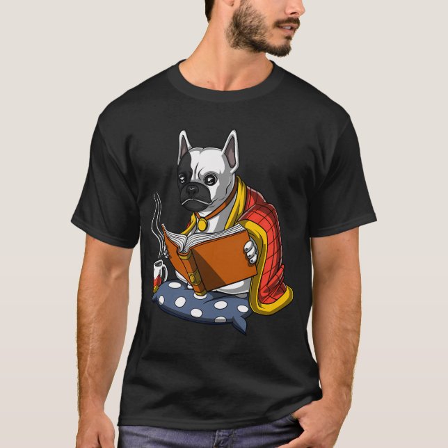 French Bulldog Reading A Book T-Shirt (Front)
