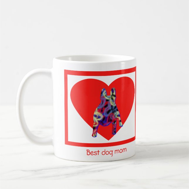 French Bulldog Red Valentine’s Day Heart Coffee Mug (Left)