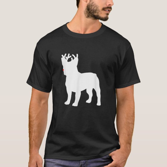 French Bulldog Reindeer Christmas Dog  T-Shirt (Front)