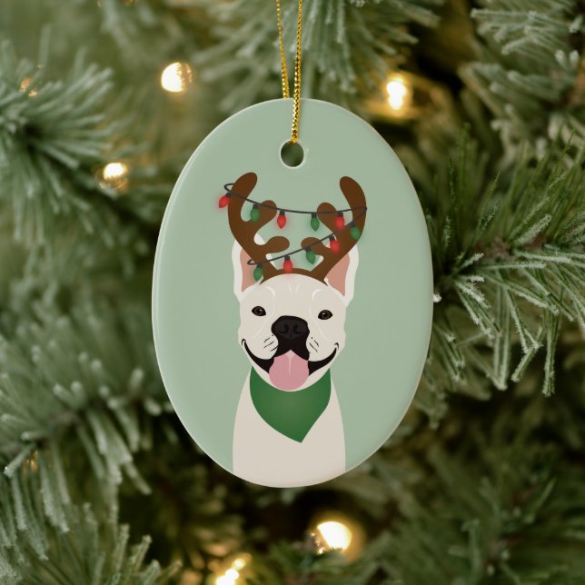 French Bulldog Reindeer Christmas Lights Ceramic O Tree Decoration (Tree)