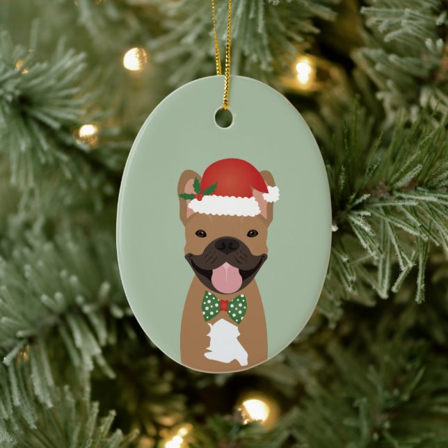 French Bulldog Reindeer Christmas Lights Ceramic Tree Decoration (Tree)