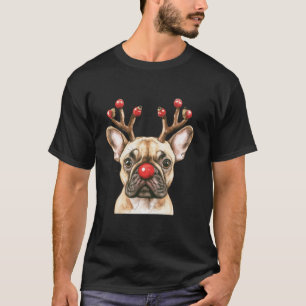 French Bulldog Reindeer Christmas Lights Dog Lover T-Shirt
