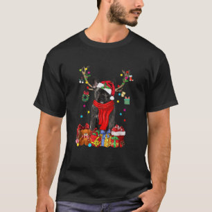 French Bulldog Reindeer Xmas Lights Merry Christma T-Shirt