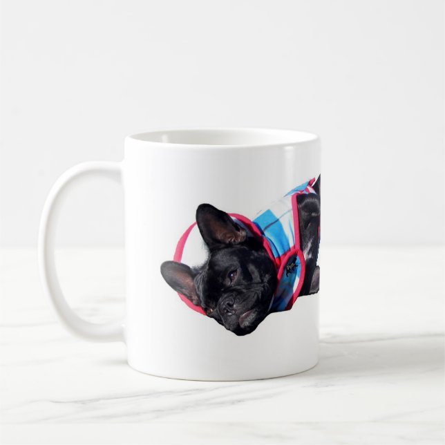French Bulldog relaxing, Paris Logo, Caffine pl... Coffee Mug (Left)