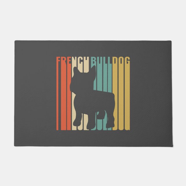 French Bulldog Retro 1970s Dog Silhouette Frenchie Doormat (Front)