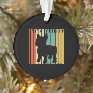 French Bulldog Retro 1970s Dog Silhouette Frenchie Ornament