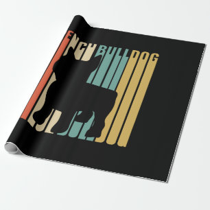 French Bulldog Retro 1970s Dog Silhouette Frenchie Wrapping Paper