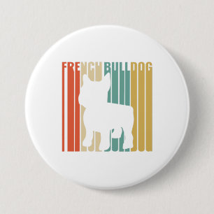 French Bulldog Retro 1970s Gift For Mum Dog Lover 7.5 Cm Round Badge