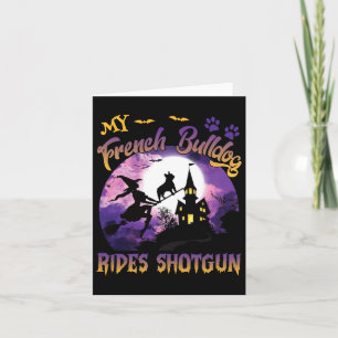 French Bulldog Rides Shotgun Cool Halloween Protec Card