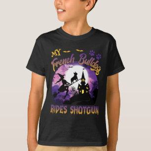 French Bulldog Rides Shotgun Cool Halloween Protec T-Shirt