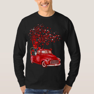 French Bulldog Riding Red Truck Valentine Butterfl T-Shirt