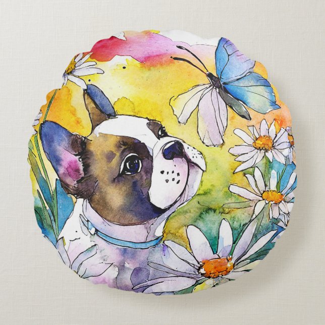 French Bulldog Round Cushion (Front)