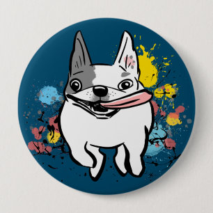 French Bulldog Running Dog with Paint Splashes 10 Cm Round Badge