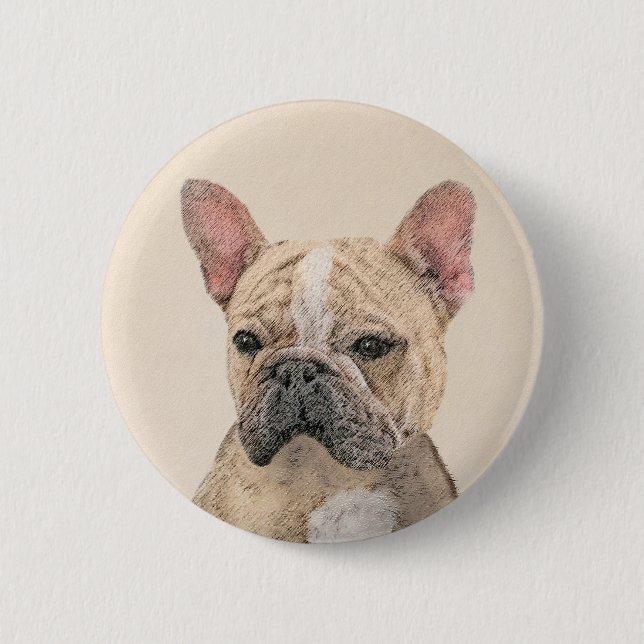French Bulldog (Sable) Painting - Cute Original Do 6 Cm Round Badge (Front)