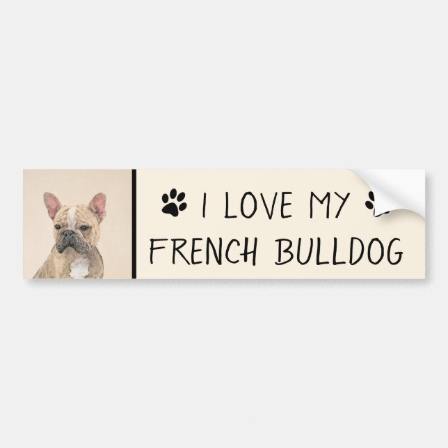 French Bulldog (Sable) Painting - Cute Original Do Bumper Sticker (Front)