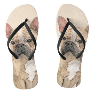 French Bulldog (Sable) Painting - Cute Original Do Flip Flops