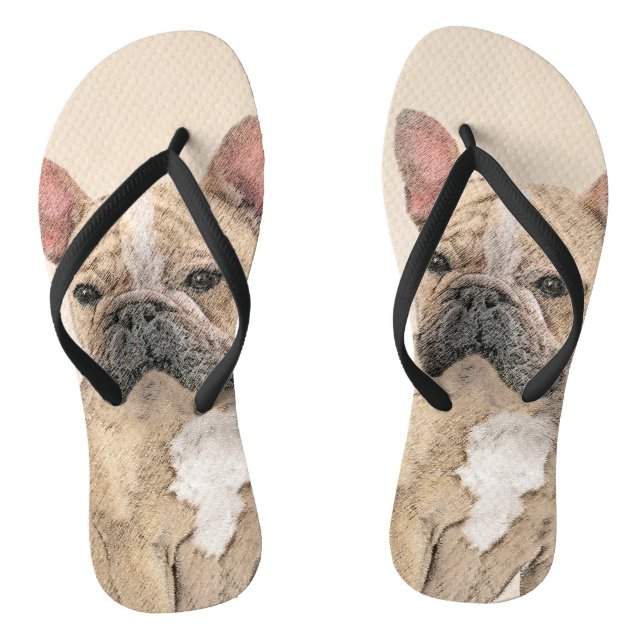 French Bulldog (Sable) Painting - Cute Original Do Flip Flops (Footbed)