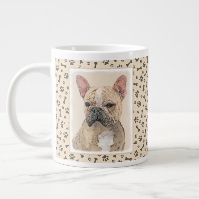 French Bulldog (Sable) Painting - Cute Original Do Large Coffee Mug (Left)
