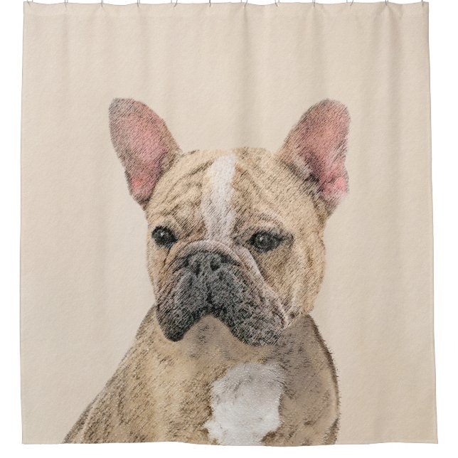 French Bulldog (Sable) Painting - Cute Original Do Shower Curtain (Front)