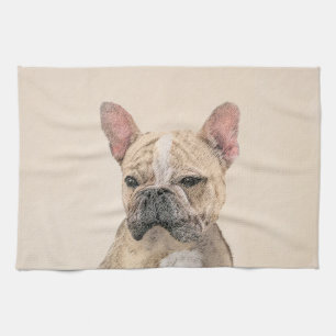 French Bulldog (Sable) Painting - Cute Original Do Tea Towel