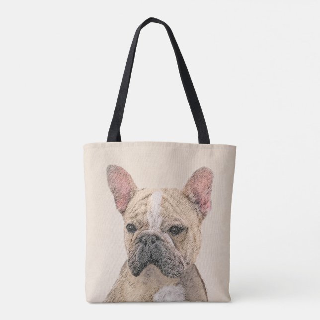 French Bulldog (Sable) Painting - Cute Original Do Tote Bag (Back)