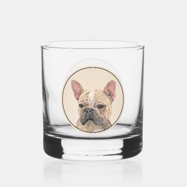 French Bulldog (Sable) Painting - Cute Original Do Whiskey Glass (Front)