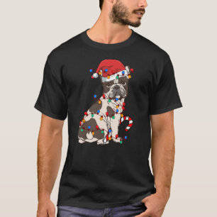 French Bulldog Santa Christmas Lights Xmas Dog Lov T-Shirt