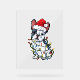 French Bulldog Santa Christmas Tree Lights Xmas Bo Acrylic Sign