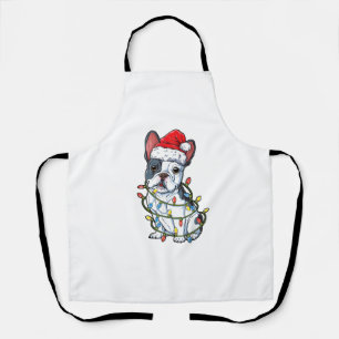 French Bulldog Santa Christmas Tree Lights Xmas Bo Apron