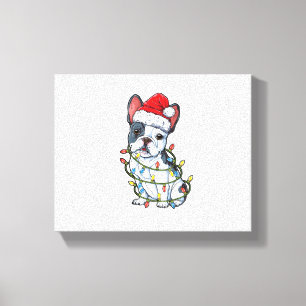 French Bulldog Santa Christmas Tree Lights Xmas Bo Canvas Print