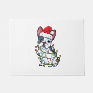 French Bulldog Santa Christmas Tree Lights Xmas Bo Doormat