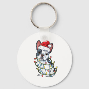 French Bulldog Santa Christmas Tree Lights Xmas Bo Key Ring