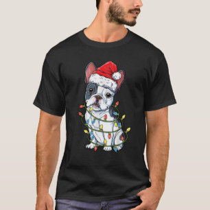 French Bulldog Santa Christmas Tree Lights Xmas Bo T-Shirt