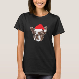 French Bulldog Santa Claus Hat Dog Christmas Frenc T-Shirt