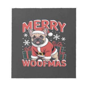French Bulldog Santa Claus Hat Merry Christmas Dog Notepad