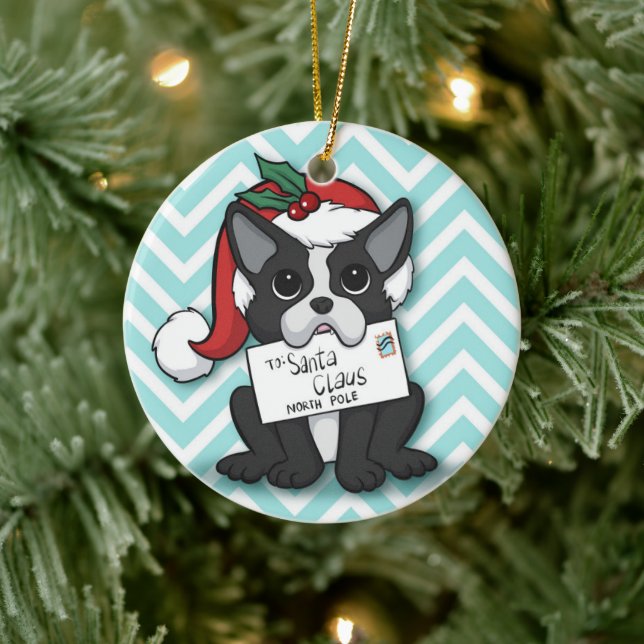 French bulldog Santa Claus Holiday Ceramic Tree Decoration (Tree)