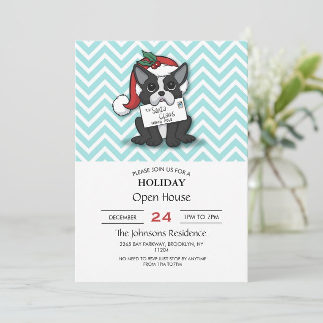 French bulldog Santa Claus Holiday     Invitation (Standing Front)