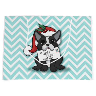French bulldog Santa Claus Holiday Large Gift Bag