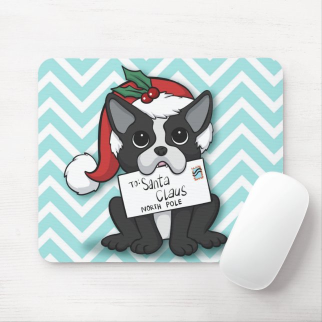 French bulldog Santa Claus Holiday Mouse Mat (With Mouse)