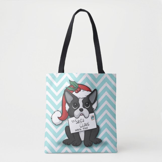 French bulldog Santa Claus Holiday Tote Bag (Front)