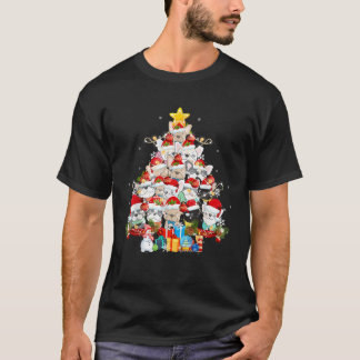 French Bulldog Santa Claus Xmas Tree Lights Merry  T-Shirt