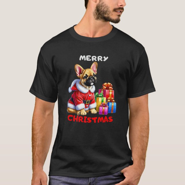 French Bulldog Santa Hat Christmas Pajamas Premium T-Shirt (Front)