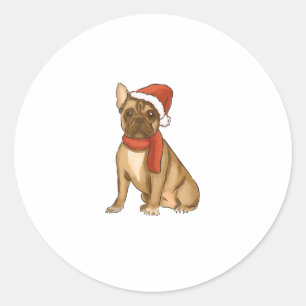French Bulldog Santa Hat - Funny Christmas Classic Round Sticker