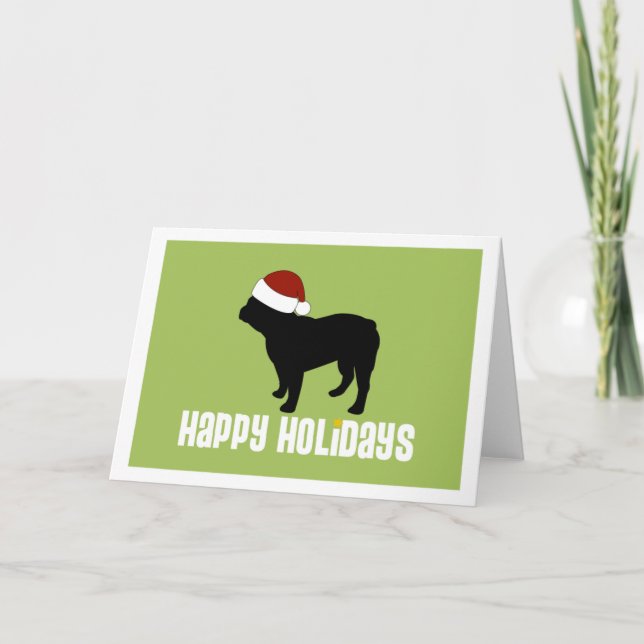 French Bulldog Santa Hat Holiday Card (Front)