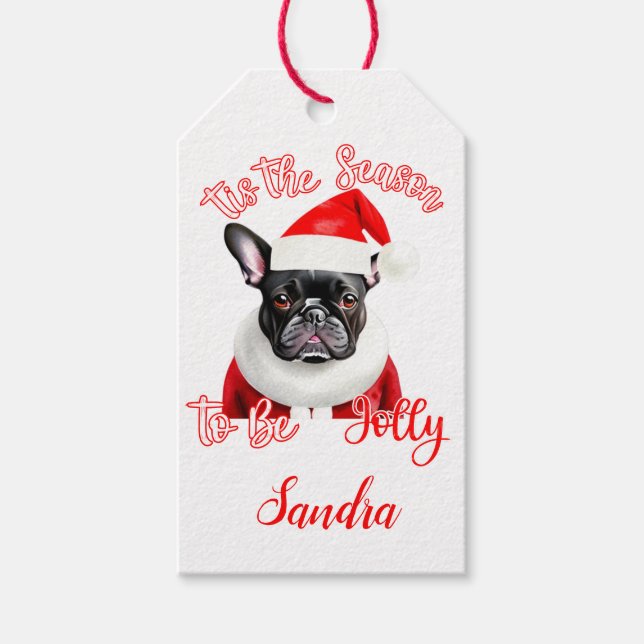 French Bulldog Santa Outfit  Gift Tags (Front)