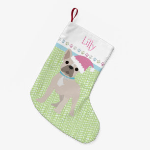 French Bulldog Santa Personalised Pastels Small Christmas Stocking