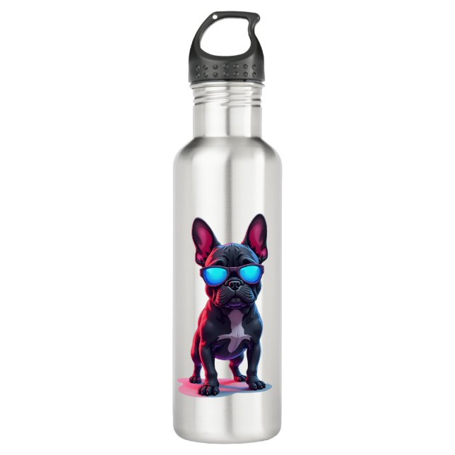 French Bulldog SciFi Wearing Cool Sunglasses 710 Ml Water Bottle (Front)